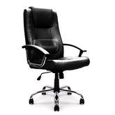 Nautilus Designs Westminster High Back Leather Faced Executive Office Chair With Integral Headrest and Fixed Arms Black - DPA2008ATG/LBK DD